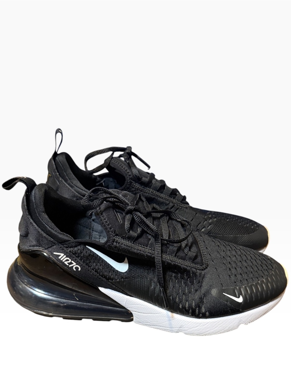 Nike Air Max 270 Men's Black with White Swoosh Sneakers Size 11 - Picture 2 of 9